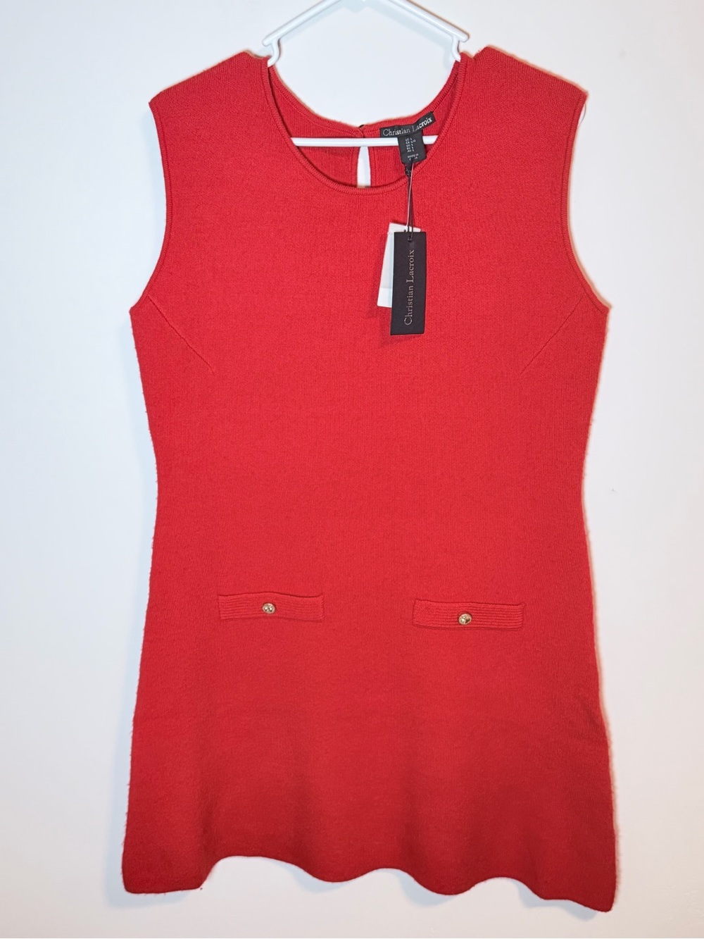 NWT Christian Lacroix Sleeveless Red Knit Dress